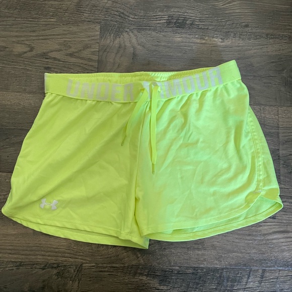 Under Armour Women's Bright Yellow Athletic Shorts - Picture 1 of 2